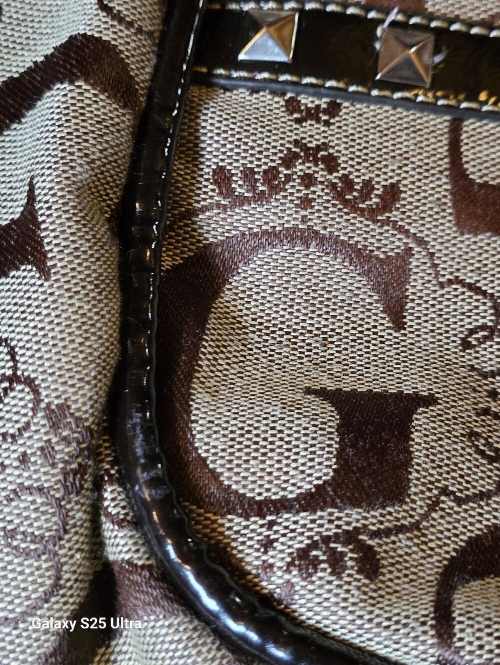 Y2K Monogram Studded Shoulder Bag McBling G Hobo Faux Patent Trim - Picture 15 of 17
